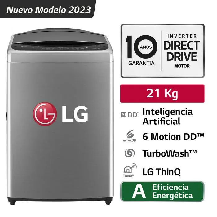 Lavadora LG AI DD 21KG WT21VV6 Plateada