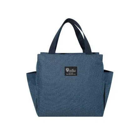 Lonchera Termica con Bolsillos y Cierre Asas para Mano Azul