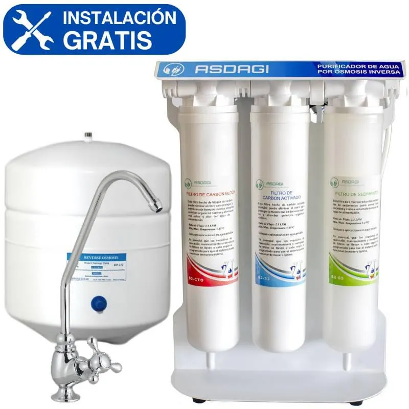 Purificador de Agua Alcalino por Osmosis Inversa 5 Etapas