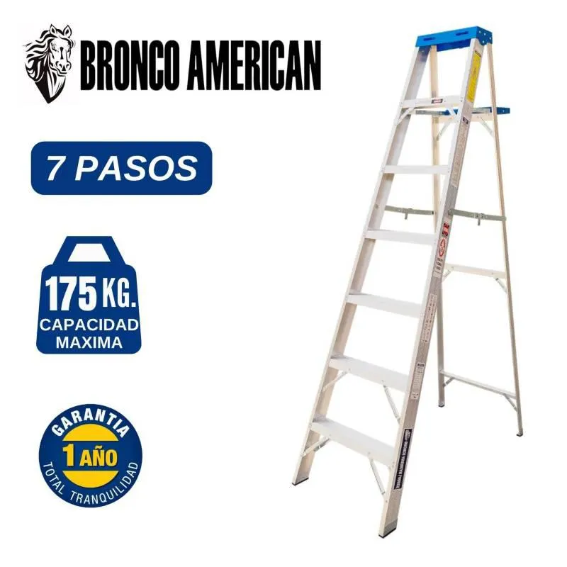 Escalera Aluminio Tijera Simple Ascenso de 7 Pasos.