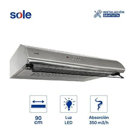 Campana Convencional 90cm Sole Atenea Acero Inoxidable TURE24CO