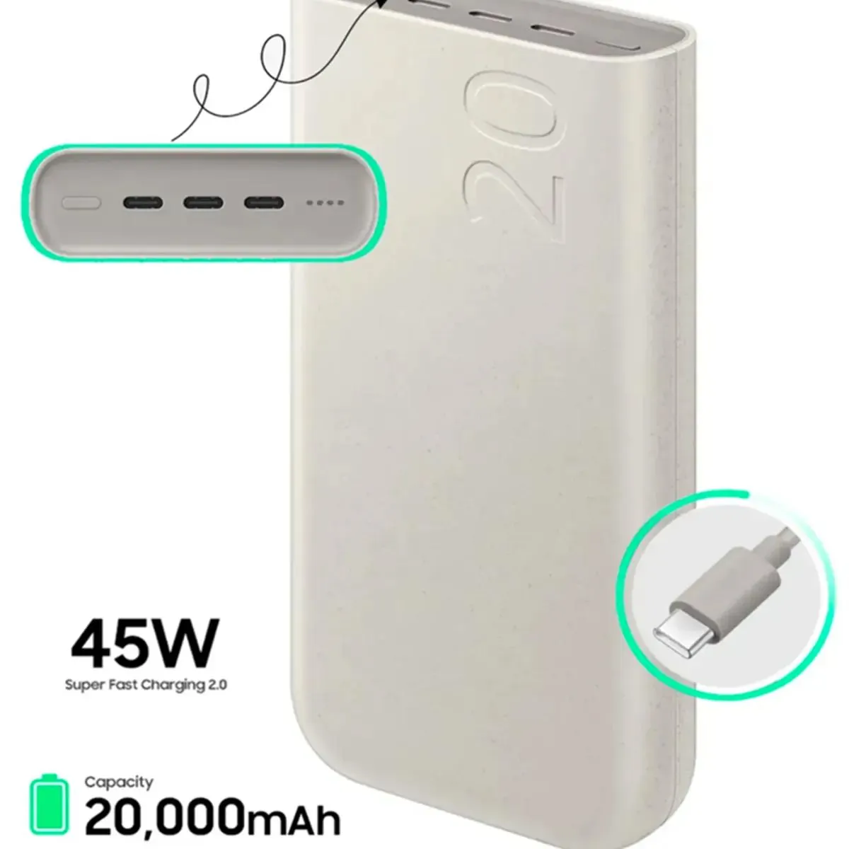 Batería Power Bank Samsung 20000mAh 45W P4520 Beige
