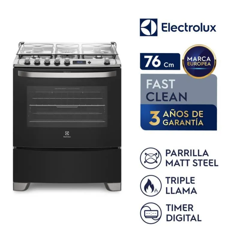 Cocina Freestanding Electrolux A Gas 5 Quemadores Triple Llama 76USR