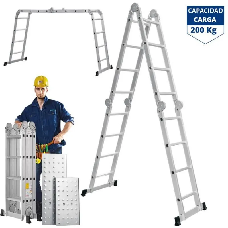 Escalera multiposición 16 peldaños escalera articulada 200kg - truper