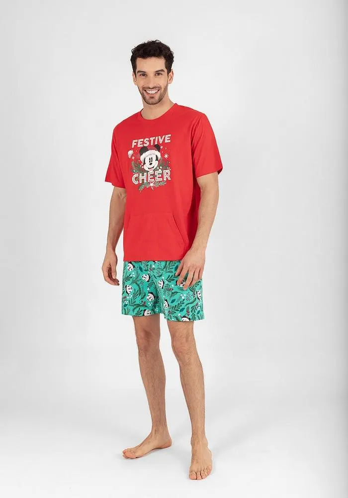 PIJAMA SHORT DISNEY HOMBRE ALGODÓN ROJO - D7757