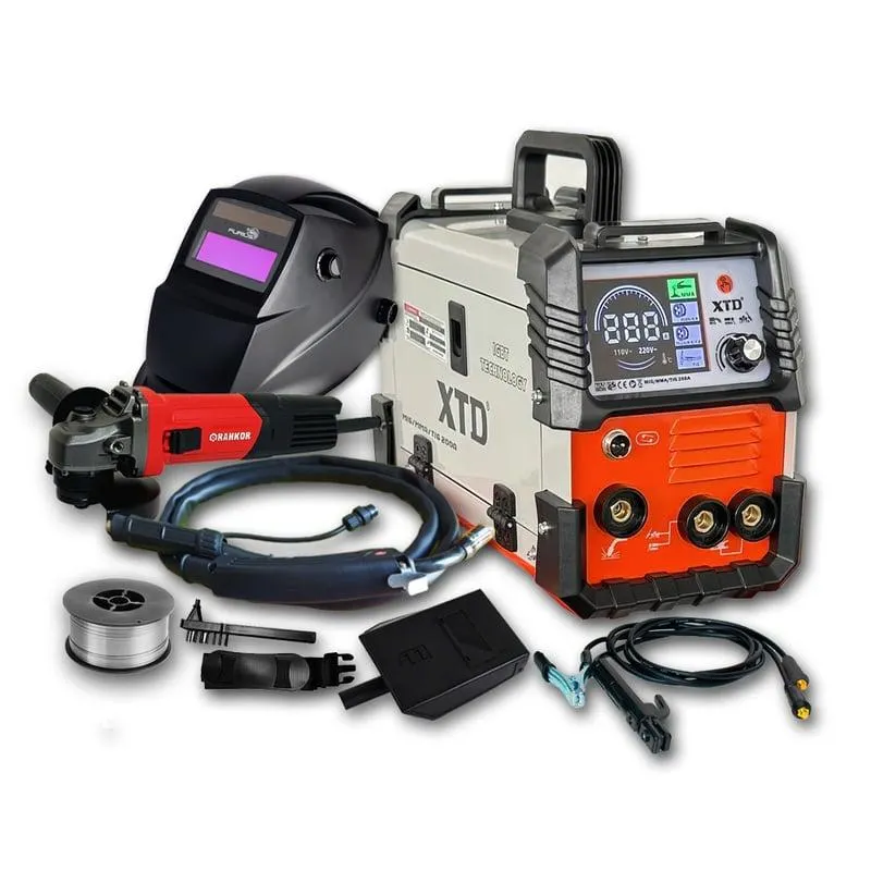 Soldadora Inversora Mig 200A XTD + Mascara Fotosensible + Amoladora