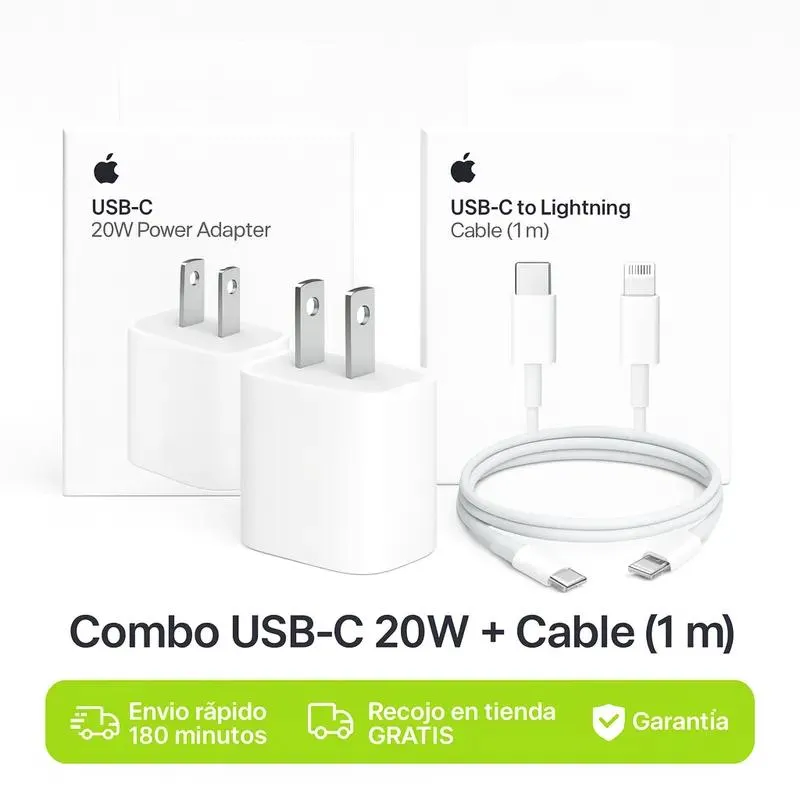 Cargador Apple 20w + Cable C a Lightning