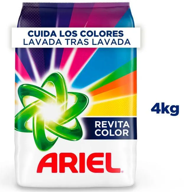 Detergente en Polvo ARIEL Revitacolor para Ropa de Color Bolsa 4kg