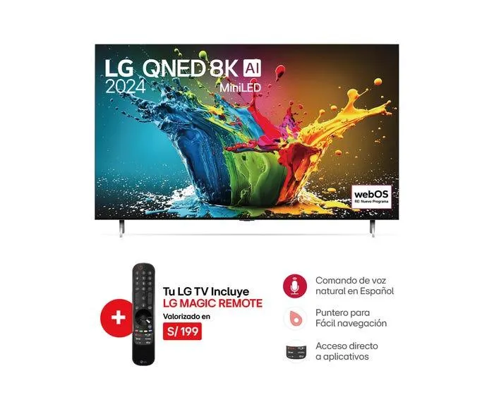Televisor LG Smart TV 75" QNED MiniLED AI 8K UHD 75QNED99TSA
