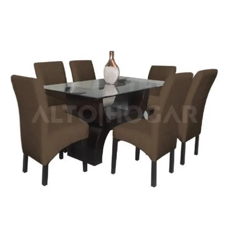 Juego de Comedor Alto Hogar 6 Sillas Norly Marrón