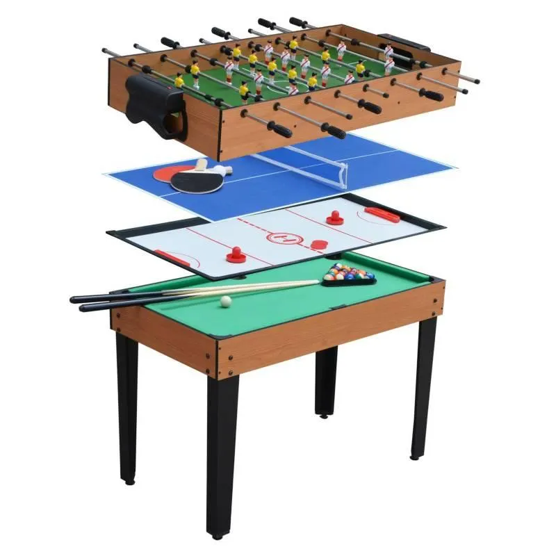 Mesa de Juegos 4 en 1 Fulbito, Billar, Hockey y Tennis