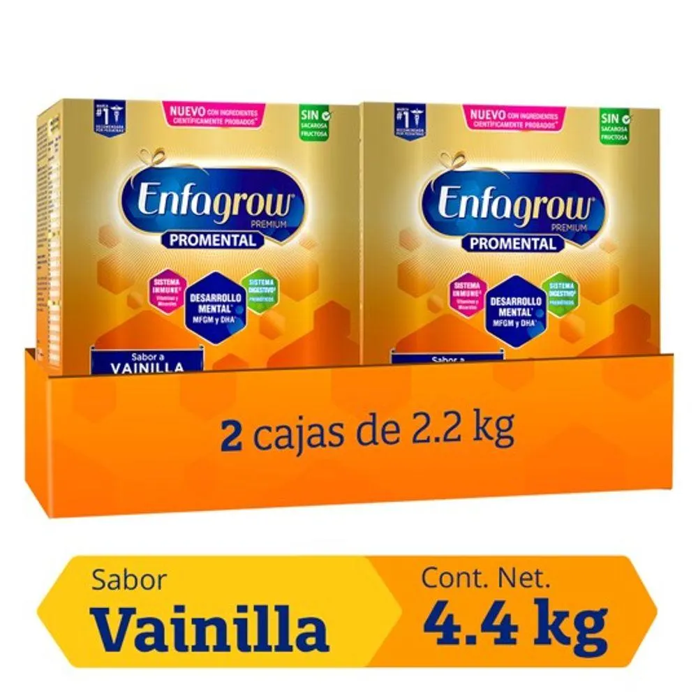 Pack Alimento Lácteo ENFAGROW Premium Promental Sabor a Vainilla Caja 2.2Kg x 2un