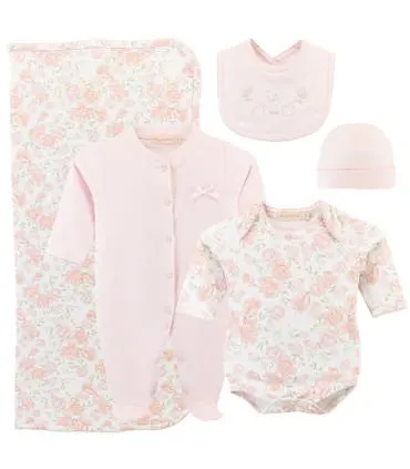 Ajuar de 5 Piezas de 100% Algodón Pima | Colección Pastel Floral