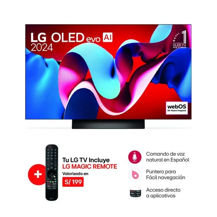 TV LG 48" OLED Evo 4K Ultra HD Smart ThinQ AI OLED48C4PSA (2024)
