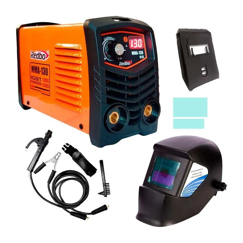 SOLDADORA INVERSORA REDBO COLOR NARANJA +CARETA FOTOSENSIBLE - COMBO