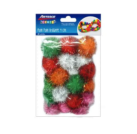 Pom Pom Artesco 4Cm Brillante Bolsa X 20 Unds.