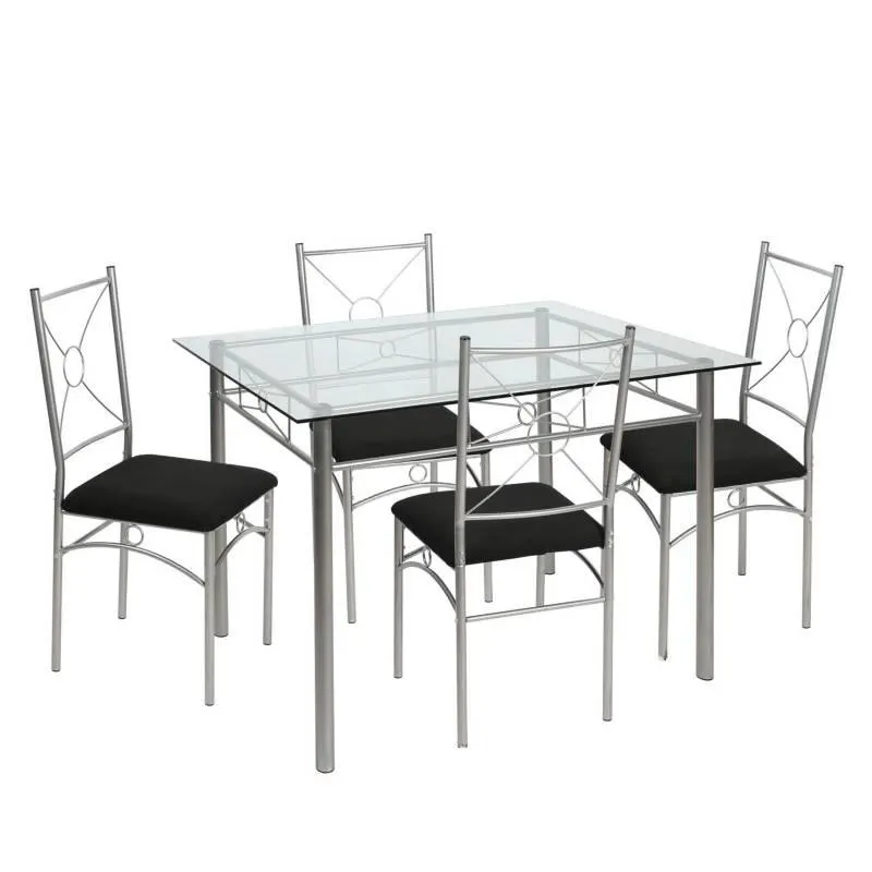 Juego de Comedor 4 Sillas Plateado