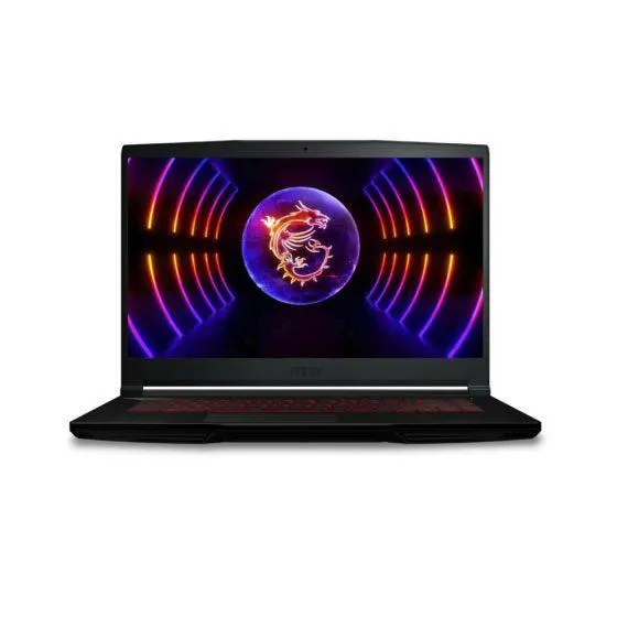Laptop Gamer MSI de 15.6", modelo THIN GF63 12VE 408, tarjeta gráfica GeForce RTX 4050, procesador Intel Core i7-12650H, 8GB RAM, disco sólido de 512GB, cámara web 720p HD, entrada USB, HDMI y tipo C, Bluetooth 5.2, Wifi, para gamers.