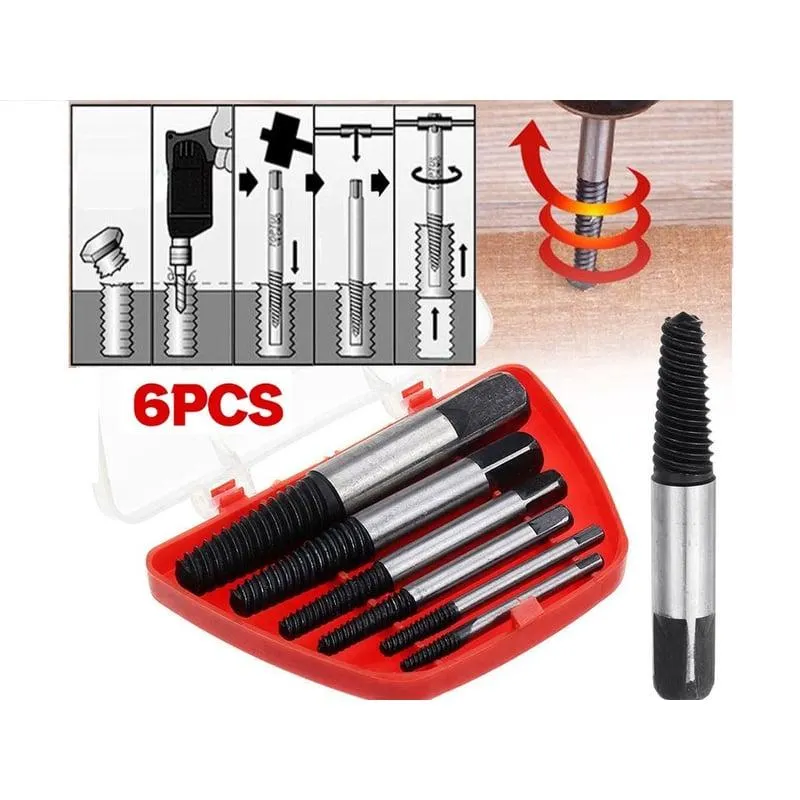 EXTRACTOR TORNILLOS PERNOS ROTOS DAÑADOS BROCA X 6 PIEZAS