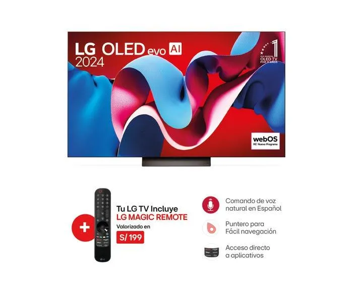 Televisor LG Smart TV 65" OLED evo 4K UHD OLED65C4PSA (2024)