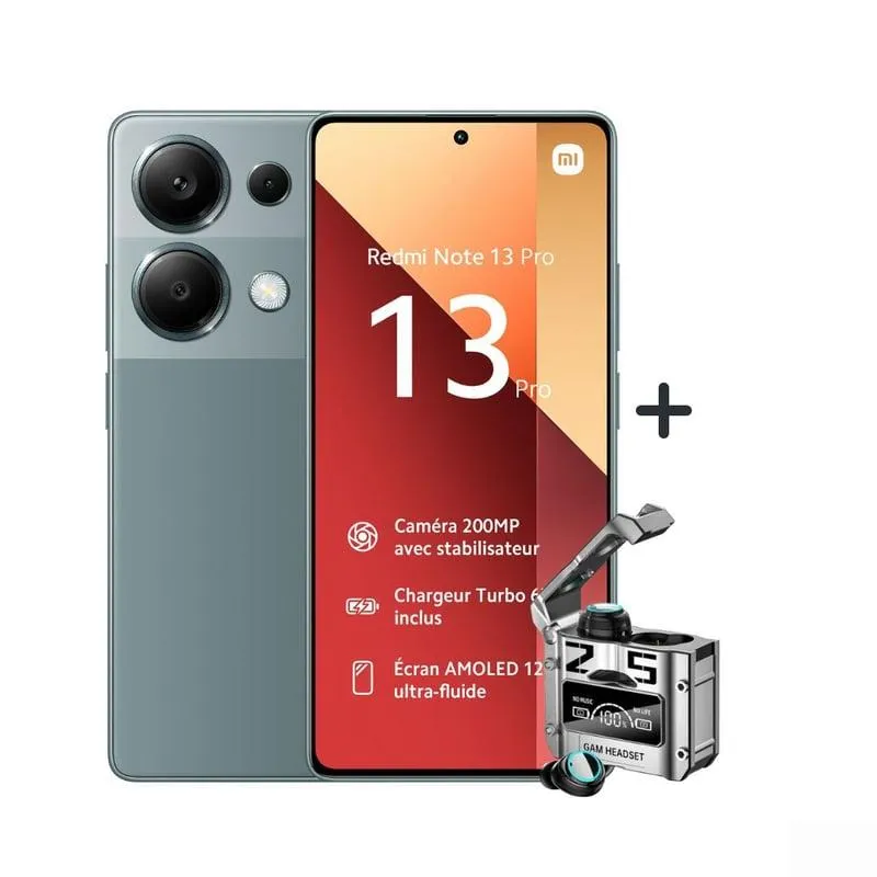 REDMI NOTE 13 PRO 8GB RAM 256GB ROM VERDE + AUDIFONO INALAMBRICO