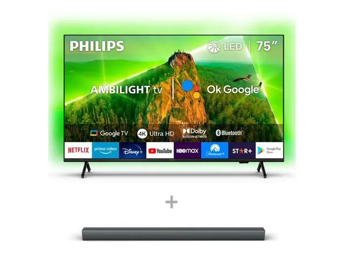 Televisor LED Philips 75” UHD 4K 75PUD7908 Ambilight TV + SOUNDBAR PHILIPS TAB4208 30W