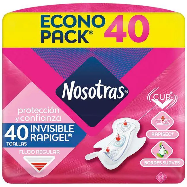 Toallas Higiénicas NOSOTRAS Invisible Rapigel Paquete 40un