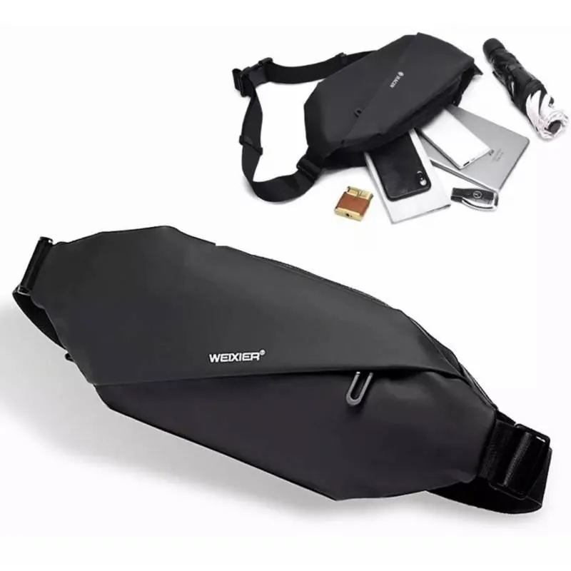 Riñonera Hombre Negra de Moda Accesorio Para Hombres Bolso Impermeable