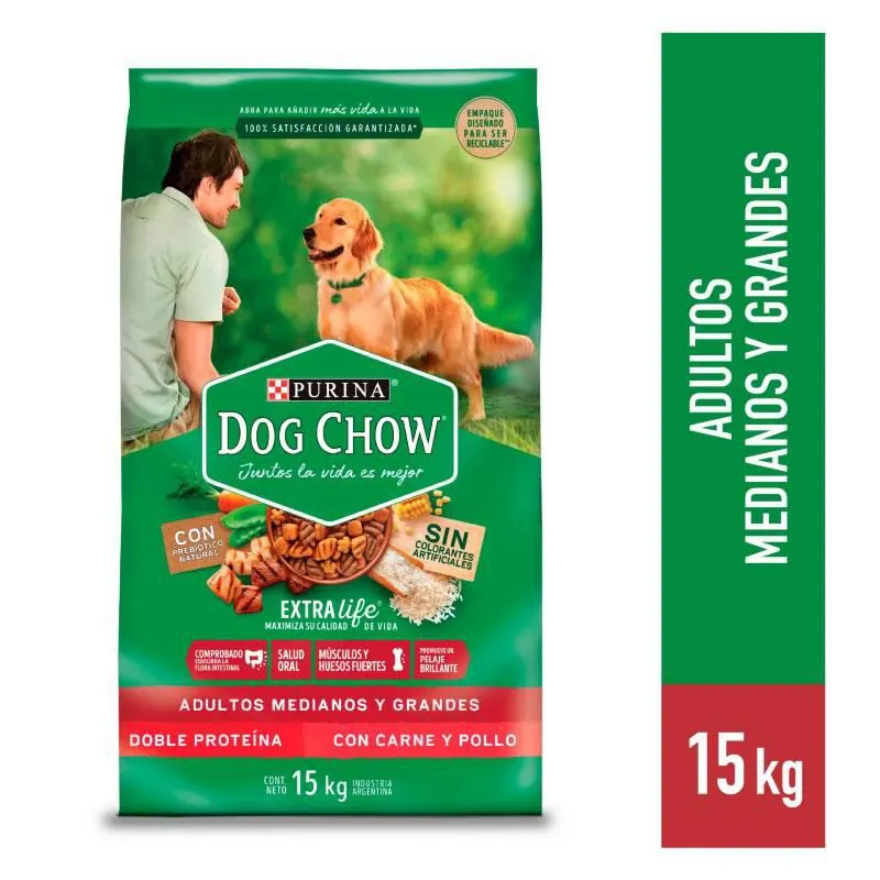 Alimento para Perro Dog Chow Extra Life Adulto con Carne y Pollo 15 kg
