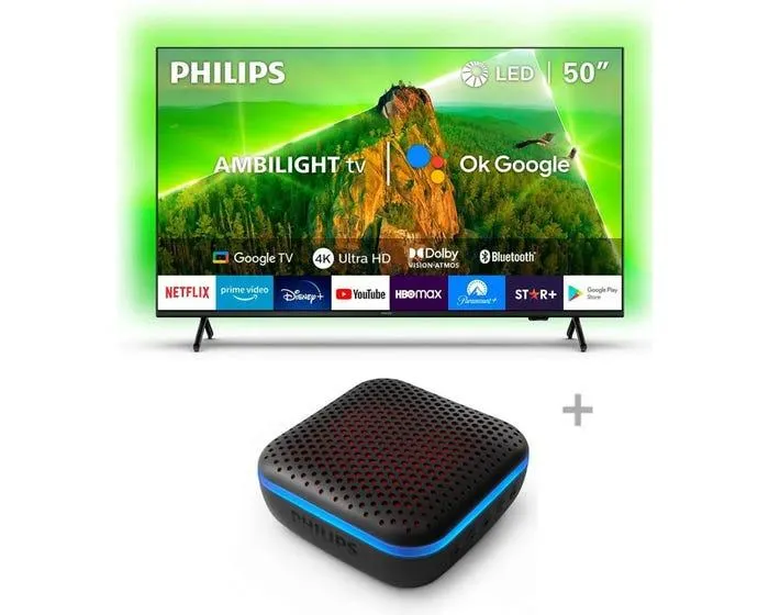Televisor LED Philips 50” UHD 4K 50PUD7908 Ambilight TV + Parlante Bluetooth Philips - TAS2505