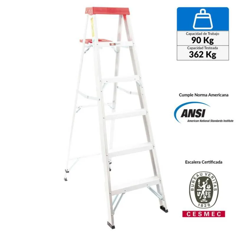 Escalera Tijera Aluminio 5 Pasos