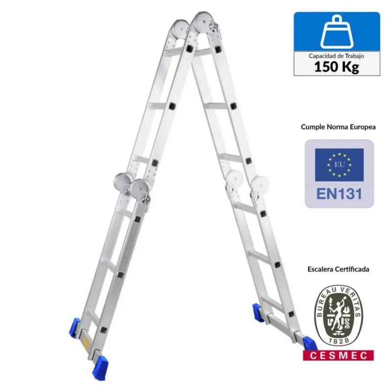 Escalera Articulada Aluminio 12 Pasos