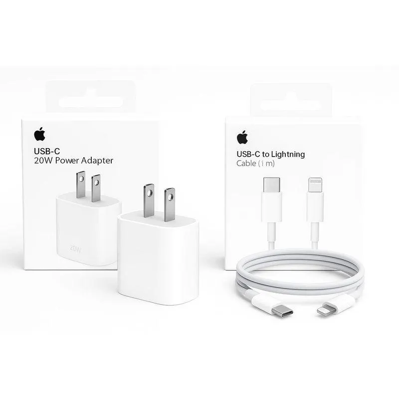 Cargador Apple tipo C 20w + Cable C a Lightning iPhone