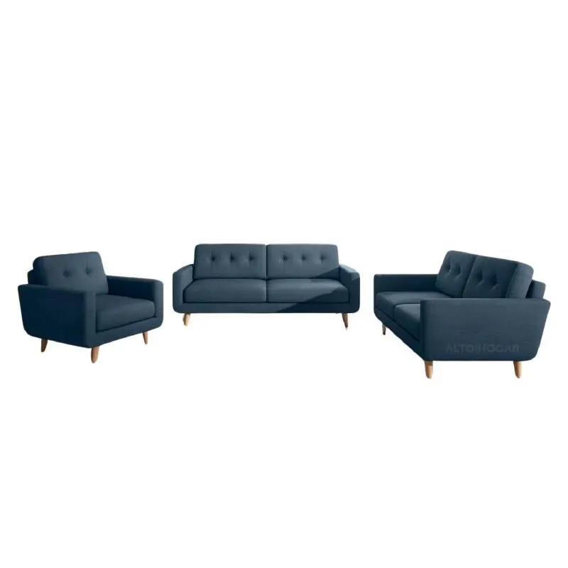 Juego de Sala 3 2 1 Norly Alto Hogar Azul Cobalto