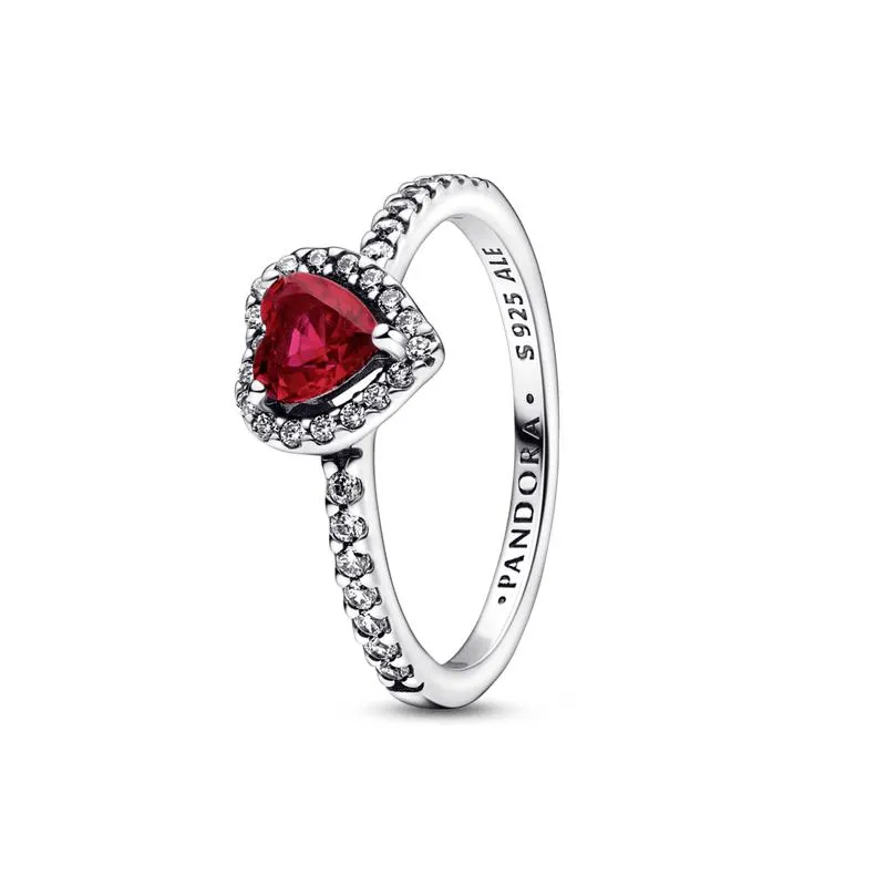 Anillo Corazón elevado rojo Pandora Plata Esterlina