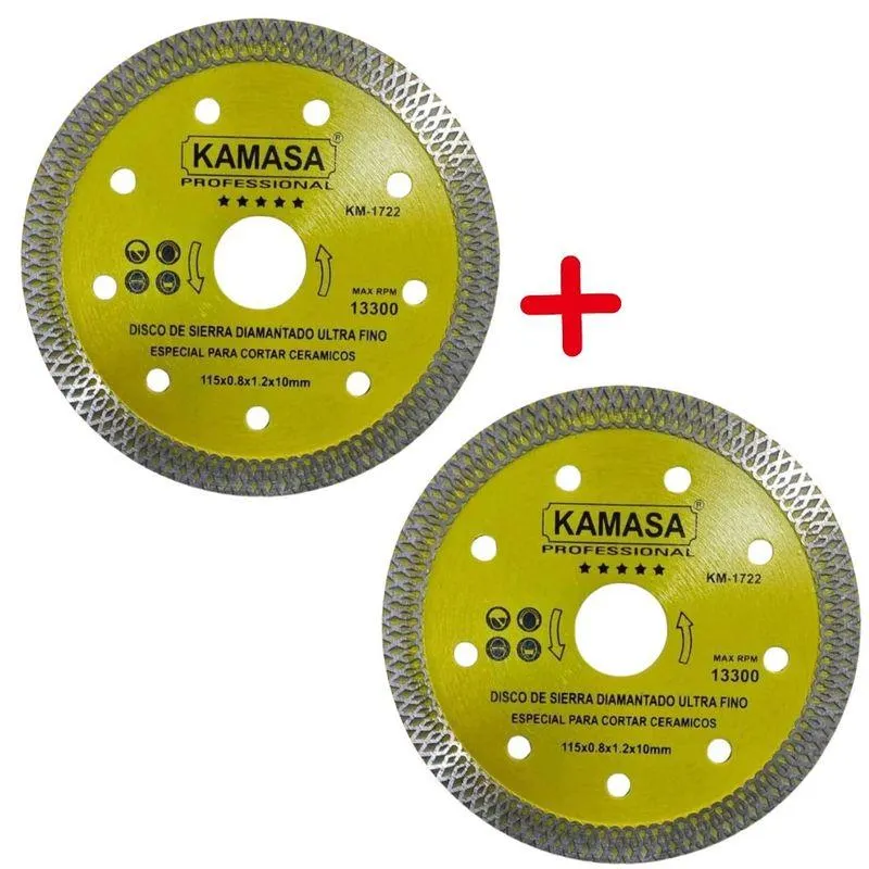 Disco Diamantado KAMASA Porcelanato Ultrafino 4 1/2 115m x 02 Unidades