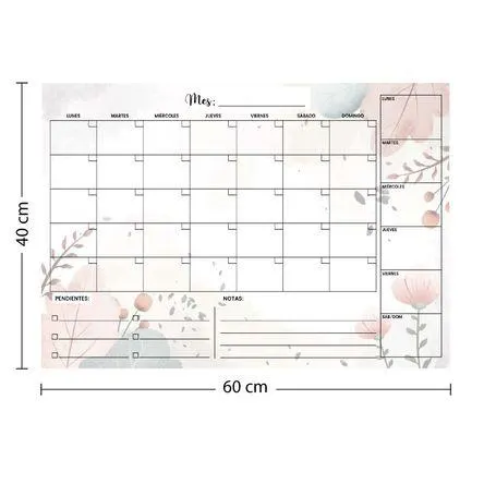 Planner acrílico Mensual-Semanal 60x40 cm Flores