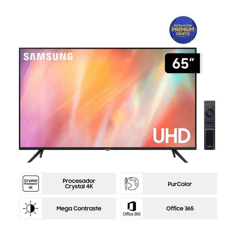 Televisor Samsung Smart TV 65" LED UHD 4K UN65AU7090GXPE