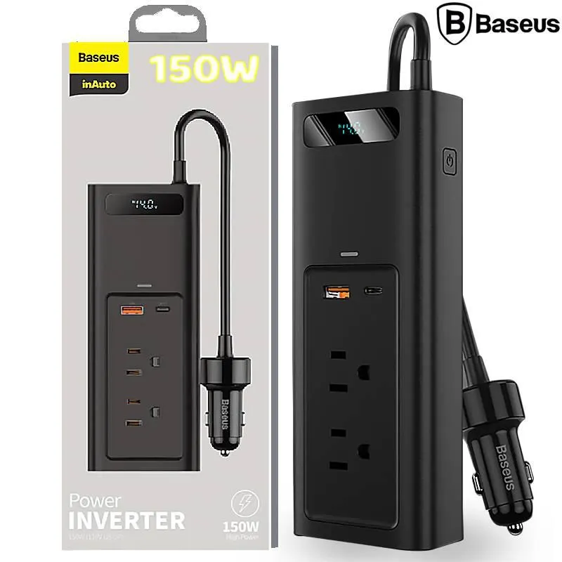 Cargador Auto Tomacorriente Fast Charger 150W Inversor PD30 Baseus