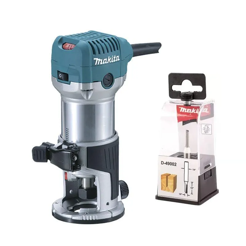 RUTEADORA ¼ 710W RT0700C + FRESA RECTA ¼x ½ RODAJE D-49002 MAKITA