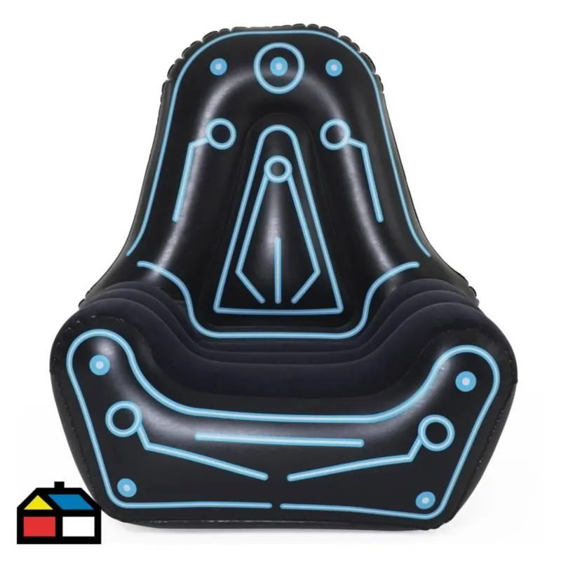 Sillón Inflable Gamer 112x99x125cm Bestway Negro/Celeste