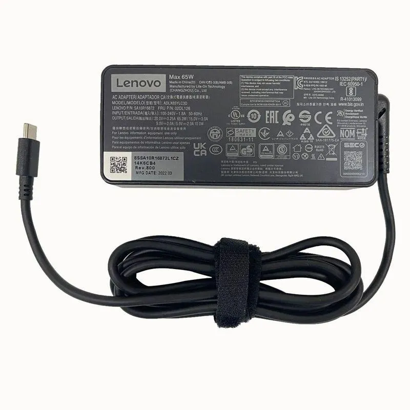Cargador Lenovo 20v 3 .25a 65w Punta C Original