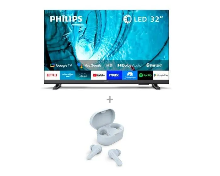 Televisor Philips Smart TV 32" LED 32PHD6909/44 + Audífono Philips True Wireless TAT1108BL