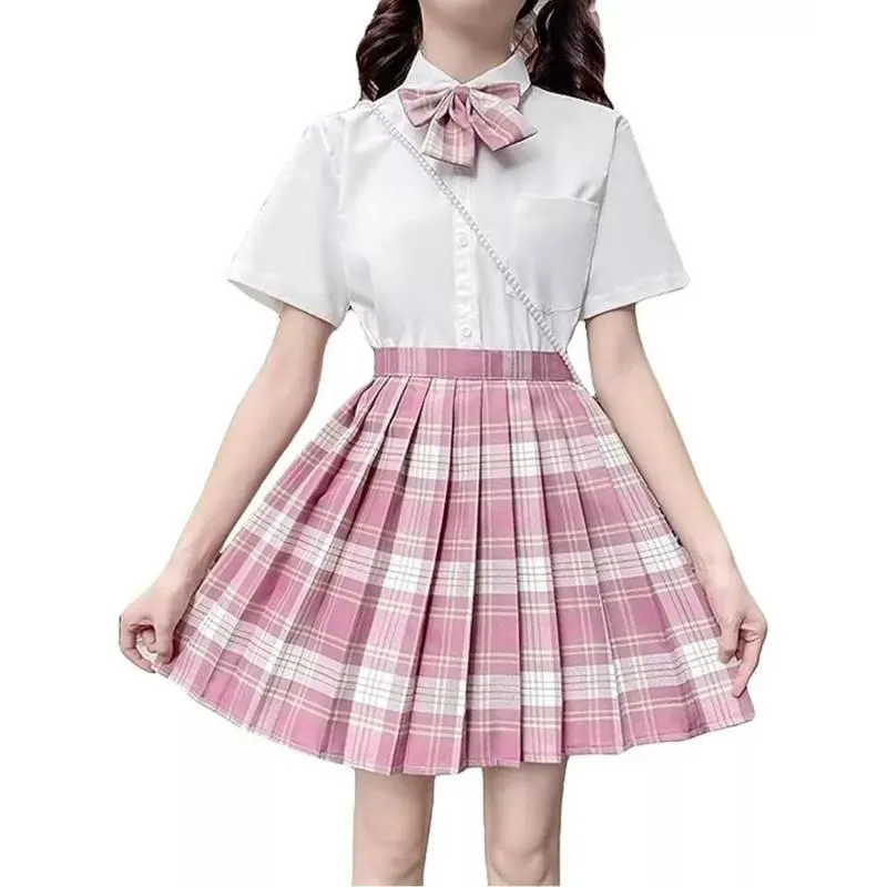 Falda Short Minifalda Plisada A Cuadros Corbata De Lazo