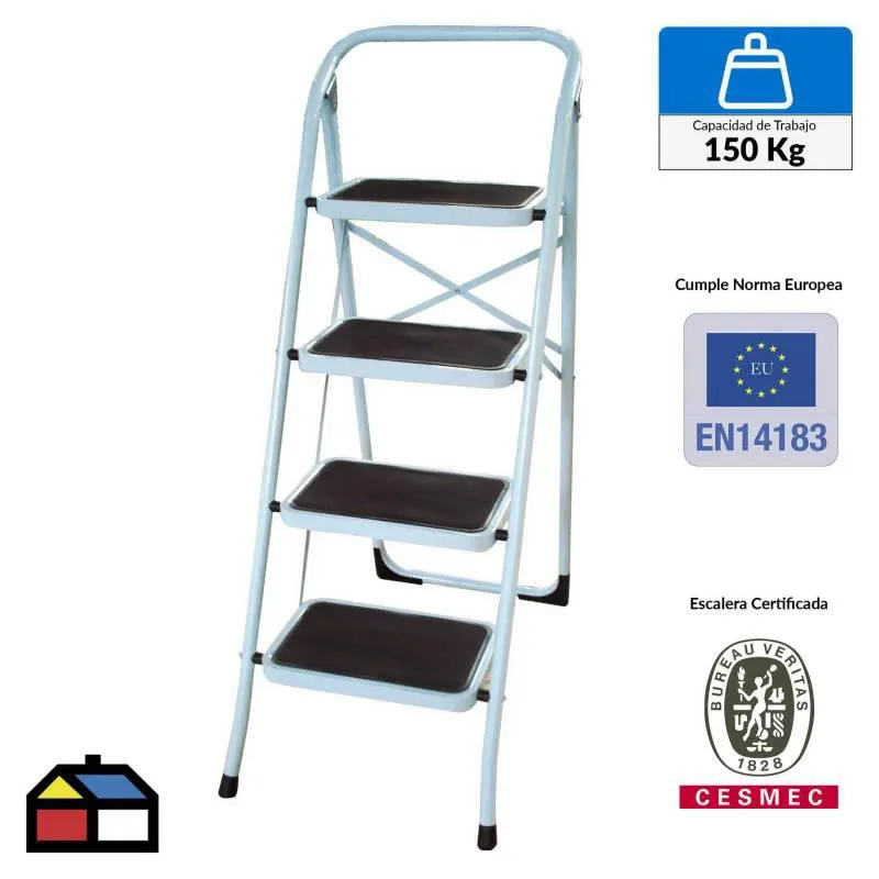Escalera Plataforma Metal 4 Pasos