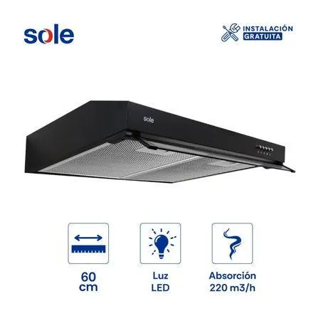 Campana Extractora 60cm Sole Nyx Acero Inoxidable Negro