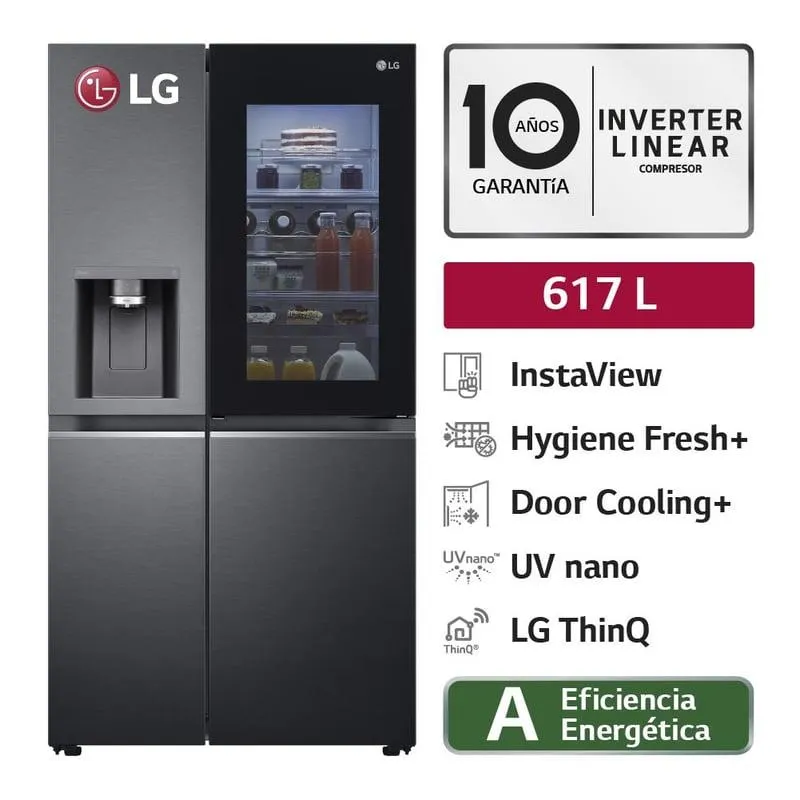 Refrigeradora LS66SXT 617LT Instaview Side By Side Negro Mate LG