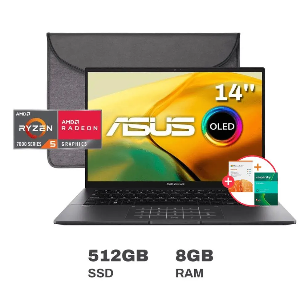 Laptop Asus Zenbook Pro 14 OLED UM3402YA-KM466W AMD Ryzen 5 8GB RAM 512GB SSD 14"