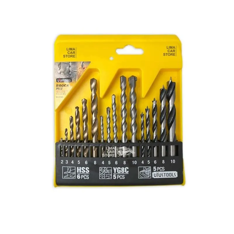 Set 16 Brocas HSS Taladro 2-10mm para Madera Metal Concreto Uyustools