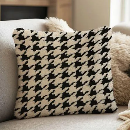 Funda Cojín Tejido Beige/Negro 45x45cm Otoño Orange